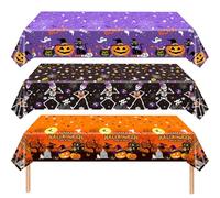 MORAINJAY 3 Pack Halloween Table Cloths,137x274cm Large Plastic Tablecloth for Scream Party Decorations,Rectangle Waterproof Reusable Indoor&Outdoor Table Cover Halloween Party Supplies