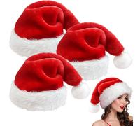 MORAINJAY 3 Pack Santa Hat for Adults,Classic Father Christmas Hats for Adults Unisex,Soft Plush Fur Xmas Holiday Hats,Thicken Santa Claus Hat for Christmas New Year Festive Theme Party