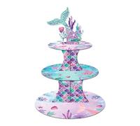 MORAINJAY 3 Tier Mermaid Cupcake Stand, Mermaid Tail Cake stands, Ocean Theme Cake Display Tower Birthday, Under the Sea Party Decorations Supplies