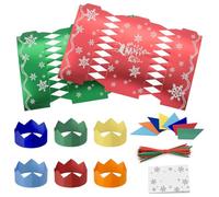 MORAINJAY 30 Pcs Make Your Own Christmas Crackers, DIY Christmas Cracker Kit Empty Boxes with Hats Jokes, for Xmas Party Table Favors Holiday Dinner Decorations