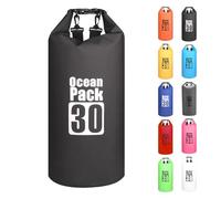 MORAINJAY 30L Black Dry Bags, Waterproof Bag with Long Adjustable Shoulder Strap,Large/Small Capacity 2L 5L 10L 15L 20L 30L Dry Sack for Outdoor Camping,Rafting,Swimming,Boating,Surfing