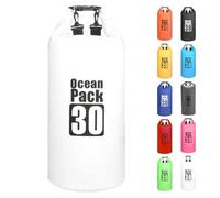 MORAINJAY 30L Waterproof Dry Bag White with Backpack Straps for Kayaking | Welded 500D PVC and Roll Top Closure for Paddle Boarding, Canoeing, Boat Trips, Beach Days and Camping