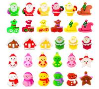 MORAINJAY 30Pcs Christmas Mini Mochi Squishy Toys for Kids Party Bag Fillers,2025 New Christmas Moji Fidget Squishes,Mochi Squeeze Toys for Girls Boys Party Favors Small Toys