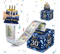 MORAINJAY 30th Birthday Money Box for Cash Gift,Navy Blue Pull Cash from Money Case,Surprise Money Gift Box for Men,Women 30th Birthday Presents Birthday Gift Money Box,Birthday Party Decorations