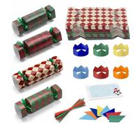 MORAINJAY 32 Pcs Make Your Own Christmas Crackers, DIY Christmas Cracker Kit Empty Boxes with Hats Jokes, for Xmas Party Table Favors Holiday Dinner Decorations