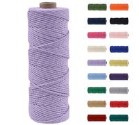 MORAINJAY 3mm Macrame Cord 100m, Lilac Macrame Cotton Cord Twine Rope Craft String, Natural Cotton Rope for Macrame Art, DIY Crafts & Gift Wrapping - 16 Vibrant Colors, Soft & Chemical-Free