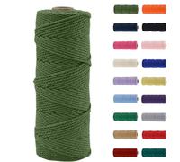 MORAINJAY 3mm Macrame Cord,100m Natural Cotton Macrame Rope,Avocado Green Macrame Cotton Cord Twine Rope Craft String Without Chemicals for DIY Crafts,Macrame Art,Gift Wrapping,Christmas Wedding Decor
