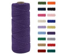 MORAINJAY 3mm Macrame Cord,100m Natural Cotton Macrame Rope,Dark Purple Macrame Cotton Cord Twine Rope Craft String Without Chemicals for DIY Crafts,Macrame Art,Gift Wrapping,Christmas Wedding Decor