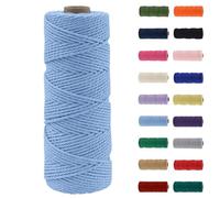 MORAINJAY 3mm Macrame Cord,100m Natural Cotton Macrame Rope,Elegant Blue Macrame Cotton Cord Twine Rope Craft String Without Chemicals for DIY Crafts,Macrame Art,Gift Wrapping,Christmas Wedding Decor