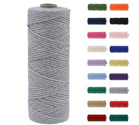 MORAINJAY 3mm Macrame Cord,100m Natural Cotton Macrame Rope,Gray Macrame Cotton Cord Twine Rope Craft String Without Chemicals for DIY Crafts,Macrame Art,Gift Wrapping,Christmas Wedding Decor