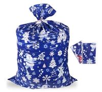 MORAINJAY 3Pcs Christmas Santa Sacks Extra Large, Giant Blue Plastic Xmas Gifts Bags 91×142cm, Jumbo Sacks with Rope and Tags for Christmas Presents and Holiday Gifts Oversized