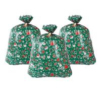 MORAINJAY 3Pcs Jumbo Christmas Gifts Bags, Extra Large Green Oversized Plastic Xmas Sacks 91x142cm, Rope Wrapping Sacks with Tags for Giant Presents and Holiday Gifts