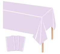 MORAINJAY 3Pcs Light Purple Rectangular Plastic Tablecloths - 137 x 274cm, Perfect for Weddings, Parties, Birthdays, Dinners, and Lunches