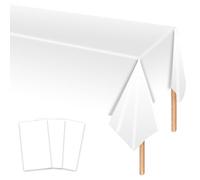 MORAINJAY 3Pcs White Rectangular Plastic Tablecloths, 137 x 274cm, Perfect for Weddings, Parties, Birthdays, Dinners, and Lunches