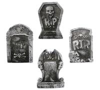 MORAINJAY 4 Pack Halloween Foam Grave Stones - Outdoor RIP Garden Gravestones, Vintage Large Tombstones for Yard Decoration, Ideal for Halloween Indoor Outdoor Use