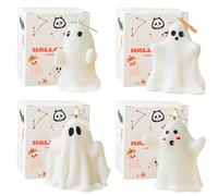 MORAINJAY 4 Pack Halloween Scented Candles,Natural Soy Wax Candle for Home Scented,20-28 Hours Burn Time,4 Different Paterns Ghost Design Decors Aromatherapy Candles Present for Her,Mom,Friend