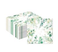 MORAINJAY 40 PCS Eucalyptus Party Napkins, Green Leaf Paper Napkins for Baby Shower, Wedding or Birthday, Party Tableware Decorations and Party Supplies