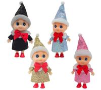 MORAINJAY 4Pcs Christmas Mini Baby Elf Doll Toys,Christmas Naughty Baby Elves Tradition Tiny Elf for Girls and Boys,Mini Elves Xmas Small Figures for Christmas Stocking Stuffers,Kids New Year Gifts