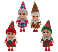 MORAINJAY 4Pcs Christmas Mini Baby Elf Doll Toys,Christmas Naughty Baby Elves Tradition Tiny Elf for Girls and Boys,Mini Elves Xmas Small Figures for Christmas Stocking Stuffers,Kids New Year Gifts
