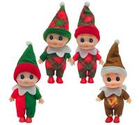 MORAINJAY 4Pcs Mini Baby Elf Doll Toys, Christmas Naughty Baby Elves Tradition Tiny Elves for Girls and Boys, Xmas Small Figures for Christmas Stocking Stuffers, Kids New Year Gifts