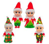 MORAINJAY 4Pcs Mini Baby Elf Doll Toys, Christmas Naughty Baby Elves Tradition Tiny Elves for Girls and Boys, Xmas Small Figures for Christmas Stocking Stuffers, Kids New Year Gifts