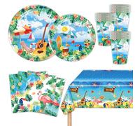 MORAINJAY 51 Pcs Hawaiian Luau Party Decorations, Tropical Tableware Set, Hibiscus Paper Plates, Cups, Napkins, Aloha Summer Beach Party Supplies (10 Guests)