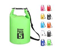 MORAINJAY 5L Green Dry Bags, Waterproof Bag with Long Adjustable Shoulder Strap,Large/Small Capacity 2L 5L 10L 15L 20L 30L Dry Sack for Outdoor Camping,Rafting,Swimming,Boating,Surfing