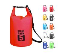 MORAINJAY 5L Red Dry Bags, Waterproof Bag with Long Adjustable Shoulder Strap,Large/Small Capacity 2L 5L 10L 15L 20L 30L Dry Sack for Outdoor Camping,Rafting,Swimming,Boating,Surfing