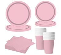 MORAINJAY 68Pcs Pink Party Tableware Set, Pink Paper Plates, Cups, Napkins, Birthday, Wedding, Easter, Baby Shower, Anniversary, Table Decoration, Holiday Party Supplies