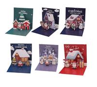 MORAINJAY 6pk 3D Christmas Cards Set,Xmas Greeting Cards with 6 Envelopes 6 Stickers,6 Christmas Designs,DIY Cute Santa Claus Snowman Xmas Folding Gift Cards for Winter Holidays,Xmas,New Year
