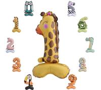 MORAINJAY Ballon 1 Ans Anniversaire,Foil Ballons Chiffre 1 Animaux, Numéro 0/1/2/3/4/5/6/7/8/9 Ballon Geant pour Decoration Anniversaires Fête,Ballon Réutilisable de Qualité Supérieure