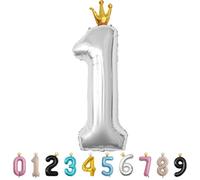 MORAINJAY Ballon 1 Ans Anniversaire,Foil Ballons Chiffre 1 Argent, Numéro 0/1/2/3/4/5/6/7/8/9 Ballon Geant pour Decoration Anniversaires Fête,Ballon Réutilisable de Qualité Supérieure