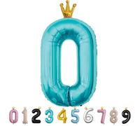 MORAINJAY Ballon 10 Ans Anniversaire,Foil Ballons Chiffre 0 Bleu bébé, Numéro 0/1/2/3/4/5/6/7/8/9 Ballon Geant pour Decoration Anniversaires Fête,Ballon Réutilisable de Qualité Supérieure