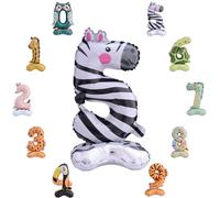 MORAINJAY Ballon 5 Ans Anniversaire,Foil Ballons Chiffre 5 Animaux, Numéro 0/1/2/3/4/5/6/7/8/9 Ballon Geant pour Decoration Anniversaires Fête,Ballon Réutilisable de Qualité Supérieure