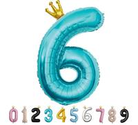 MORAINJAY Ballon 6 Ans Anniversaire,Foil Ballons Chiffre 6 Bleu bébé, Numéro 0/1/2/3/4/5/6/7/8/9 Ballon Geant pour Decoration Anniversaires Fête,Ballon Réutilisable de Qualité Supérieure