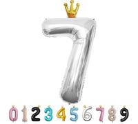 MORAINJAY Ballon 7 Ans Anniversaire,Foil Ballons Chiffre 7 Argent, Numéro 0/1/2/3/4/5/6/7/8/9 Ballon Geant pour Decoration Anniversaires Fête,Ballon Réutilisable de Qualité Supérieure