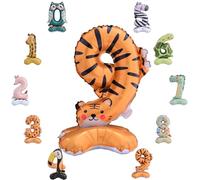 MORAINJAY Ballon 9 Ans Anniversaire,Foil Ballons Chiffre 9 Animaux, Numéro 0/1/2/3/4/5/6/7/8/9 Ballon Geant pour Decoration Anniversaires Fête,Ballon Réutilisable de Qualité Supérieure