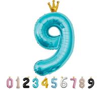 MORAINJAY Ballon 9 Ans Anniversaire,Foil Ballons Chiffre 9 Bleu bébé, Numéro 0/1/2/3/4/5/6/7/8/9 Ballon Geant pour Decoration Anniversaires Fête,Ballon Réutilisable de Qualité Supérieure
