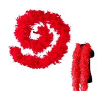 MORAINJAY Colorful Feather Boas,6.6ft/2m Red Natural Turkey Feather Boa for Women,Girls,80g Fluffy Boa Feather for Fancy Dress Home Dancing Party,Wedding,Halloween,Cosplay,Costume Decoration