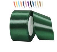 MORAINJAY Dark Green Ribbon 50mm Wide Satin Ribbons Roll Fabric Thick for Gift Wrapping : 23M,Perfect for Wedding,Flower Bouquets,Cake,Halloween Christmas Holiday Gifts Party Decorations