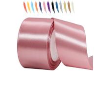 MORAINJAY Dirty Pink Ribbon 50mm Wide Satin Ribbons Roll Fabric Thick for Gift Wrapping : 23M,Perfect for Wedding,Flower Bouquets,Cake,Halloween Christmas Holiday Gifts Party Decorations