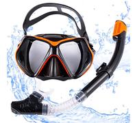 MORAINJAY Dry Snorkel and Mask Set Adults,Scuba Mask Diving Goggles Panoramic Wide View,Anti-Fog Anti-Leak Scuba Snorkeling Packages,Dry Top Snorkel Tube Kit for Snorkeling Scuba Diving Swimming