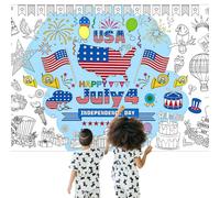 MORAINJAY Giant 4th of July Coloring Poster for Children, 76x183cm Holiday Craft Tablecloth,Independence Day Coloring Paper Poster,Patriotic American Flag Fireworks Poster,for Kids DIY Craft Gifts