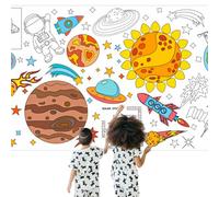 MORAINJAY Giant Planet Coloring Poster, 76x183cm Space Craft Tablecloth, Kids Space Coloring Paper, Solar System & Planets Poster, for Kids DIY Craft Gifts