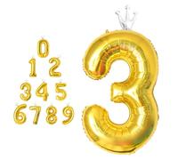 MORAINJAY Gold Number Balloons with Crown,40 Inch Gold Number Balloons,Large Foil Number Balloons,Self Inflatable Digit Balloons,for Age 0 1 2 3 4 5 6 7 8 10 Birthday,Graduations,Anniversaries