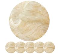 MORAINJAY Gold Placemats Set of 6,38CM/15inch Place mats for Table, Round PVC Table Placemats,Heat Resistant Non-Slip,Elegance Design Dinning Mats for Wedding,Restaurant,Party Decor(ST005FL)