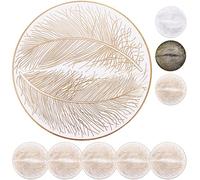 MORAINJAY Gold Placemats Set of 6,38CM/15inch Round Place mats for Table,Table Placemats,Heat Resistant Non-Slip,Elegance Design Dinning Mats for Wedding,Restaurant,Party Decor(Style D)