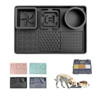 MORAINJAY Licky Mats for Dogs&Cats, 3-in-1 Pet Slow Feeder Bowl with Suction Cups, Black, 30x20cm, Slow Feeder, Water Bowl, Anti-Spill Edge, Anti-Slip, Anxiety Relief Dog Toys Pet Food Mat