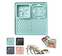 MORAINJAY Licky Mats for Dogs&Cats,3 in 1 Pet Slow Feeder Bowl with Suction Cups,Green 20x20cm Lick Mats,Slow Feeder,Water Bowl,Anti-Spill Edge,Anti-Slip,Anxiety Relief Dog Toys Pet Food Mat