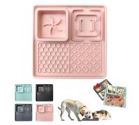 MORAINJAY Licky Mats for Dogs&Cats,3 in 1 Pet Slow Feeder Bowl with Suction Cups,Pink 20x20cm Lick Mats,Slow Feeder,Water Bowl,Anti-Spill Edge,Anti-Slip,Anxiety Relief Dog Toys Pet Food Mat